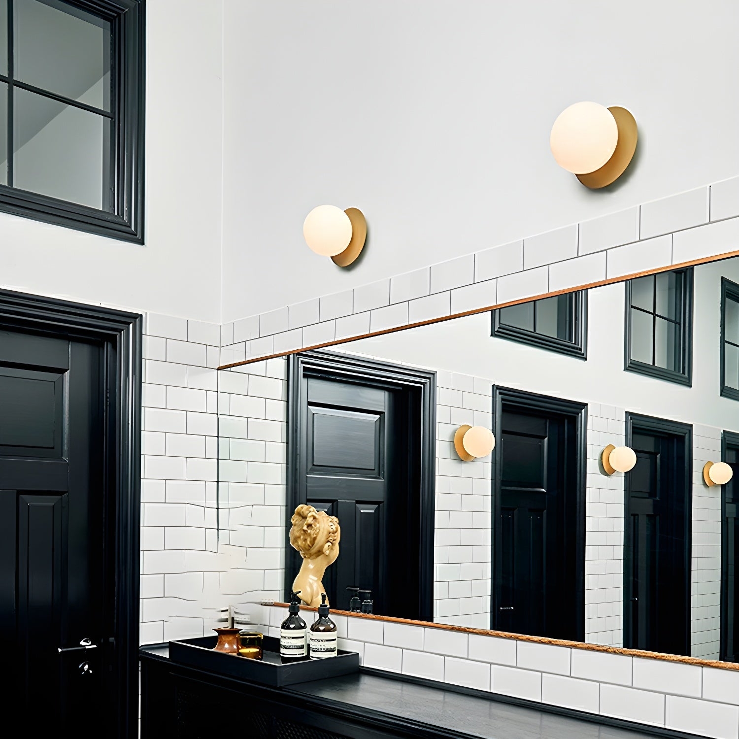 Modern Glass Globe Flush Mount Ceiling Light with Metal Frame - Stylish Downward Illumination