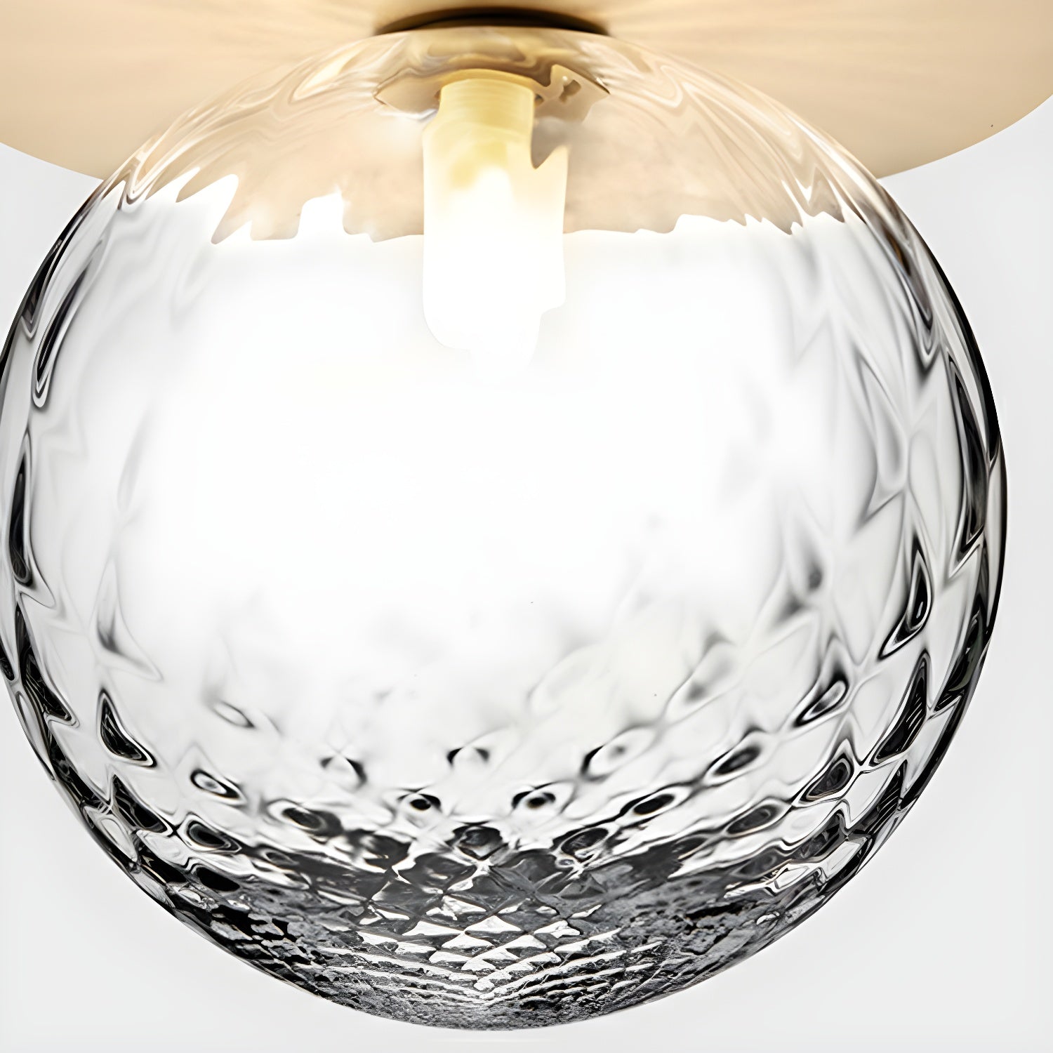 Modern Glass Globe Flush Mount Ceiling Light with Metal Frame - Stylish Downward Illumination