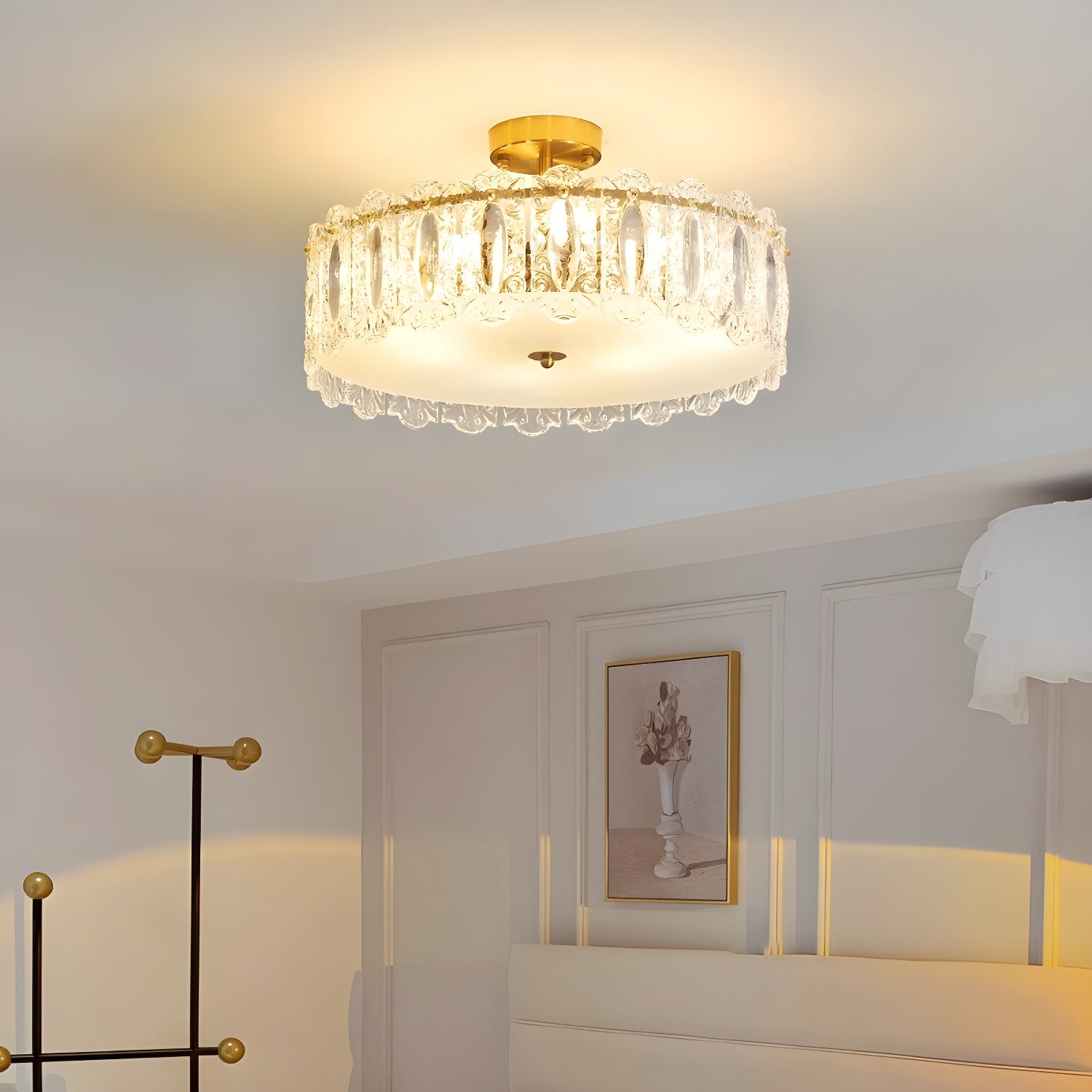 Modern Geometric Semi-Flush Mount Ceiling Light with Clear Glass Shade and 6 Lights