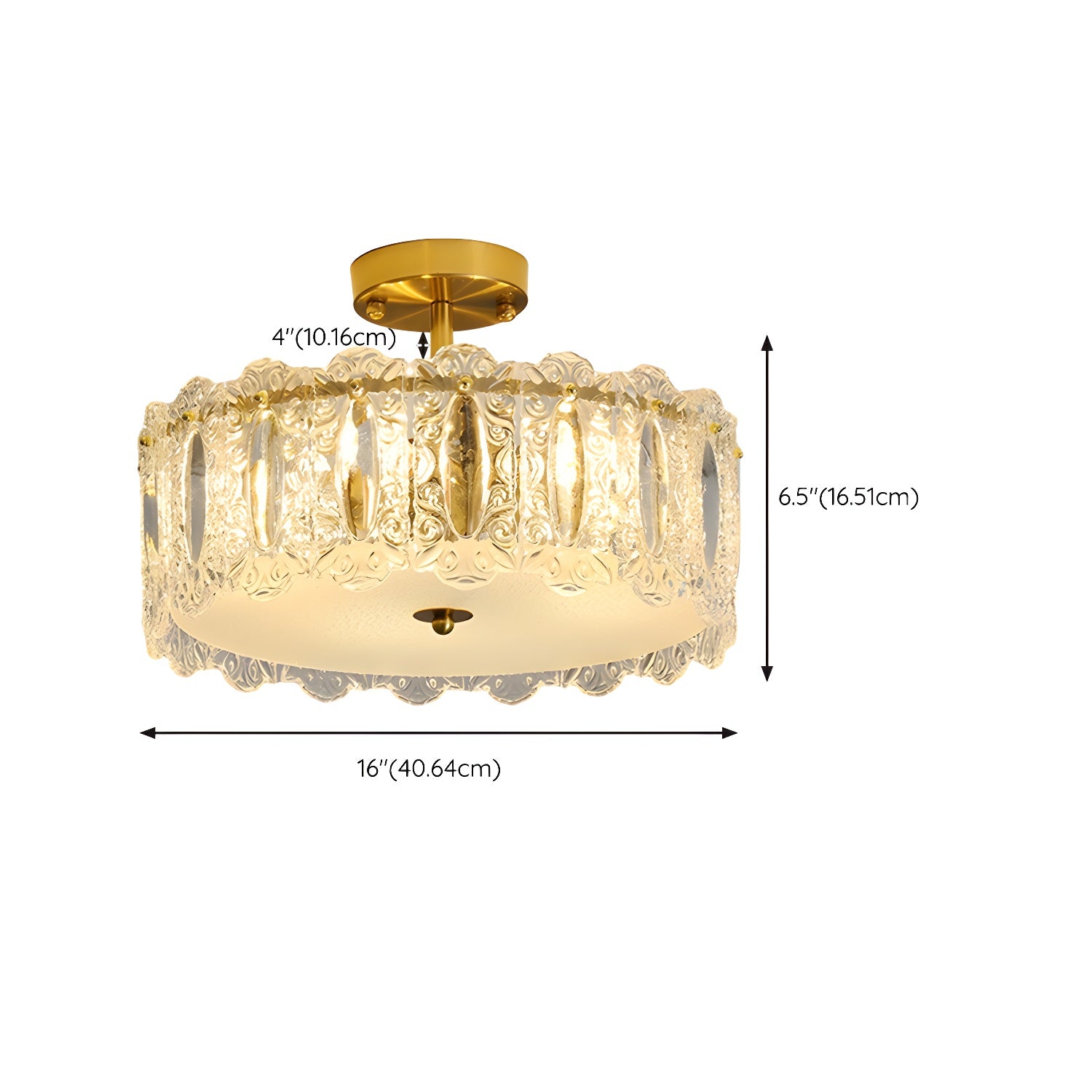 Modern Geometric Semi-Flush Mount Ceiling Light with Clear Glass Shade and 6 Lights