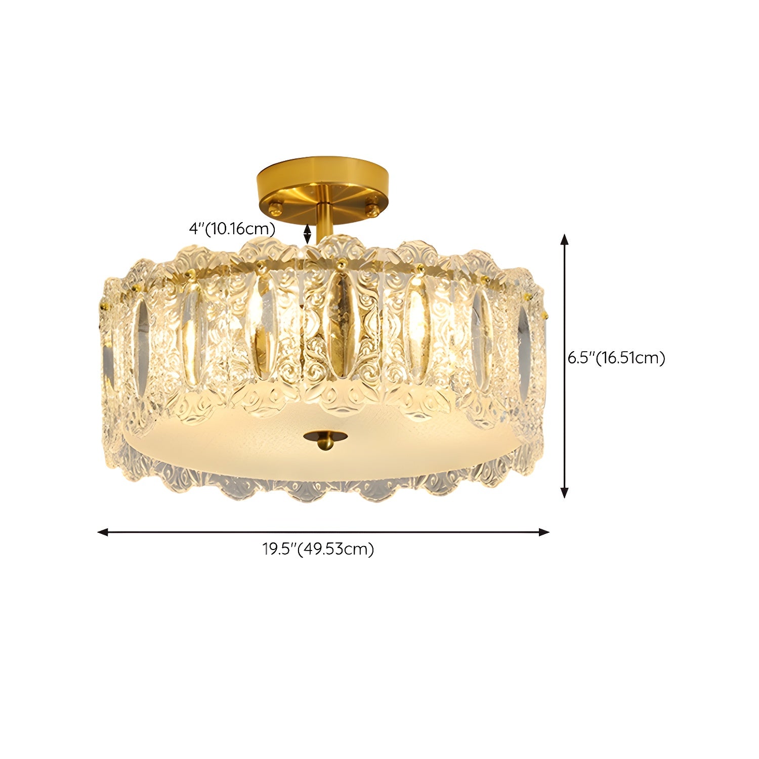 Modern Geometric Semi-Flush Mount Ceiling Light with Clear Glass Shade and 6 Lights