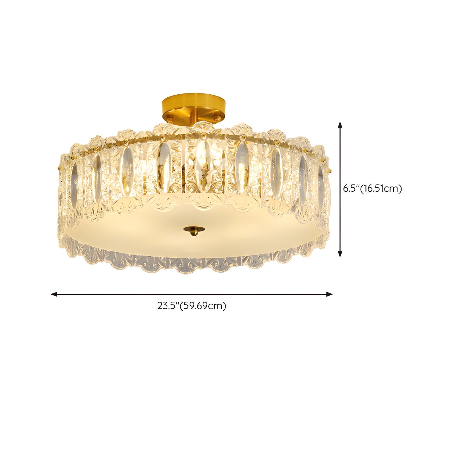 Modern Geometric Semi-Flush Mount Ceiling Light with Clear Glass Shade and 6 Lights