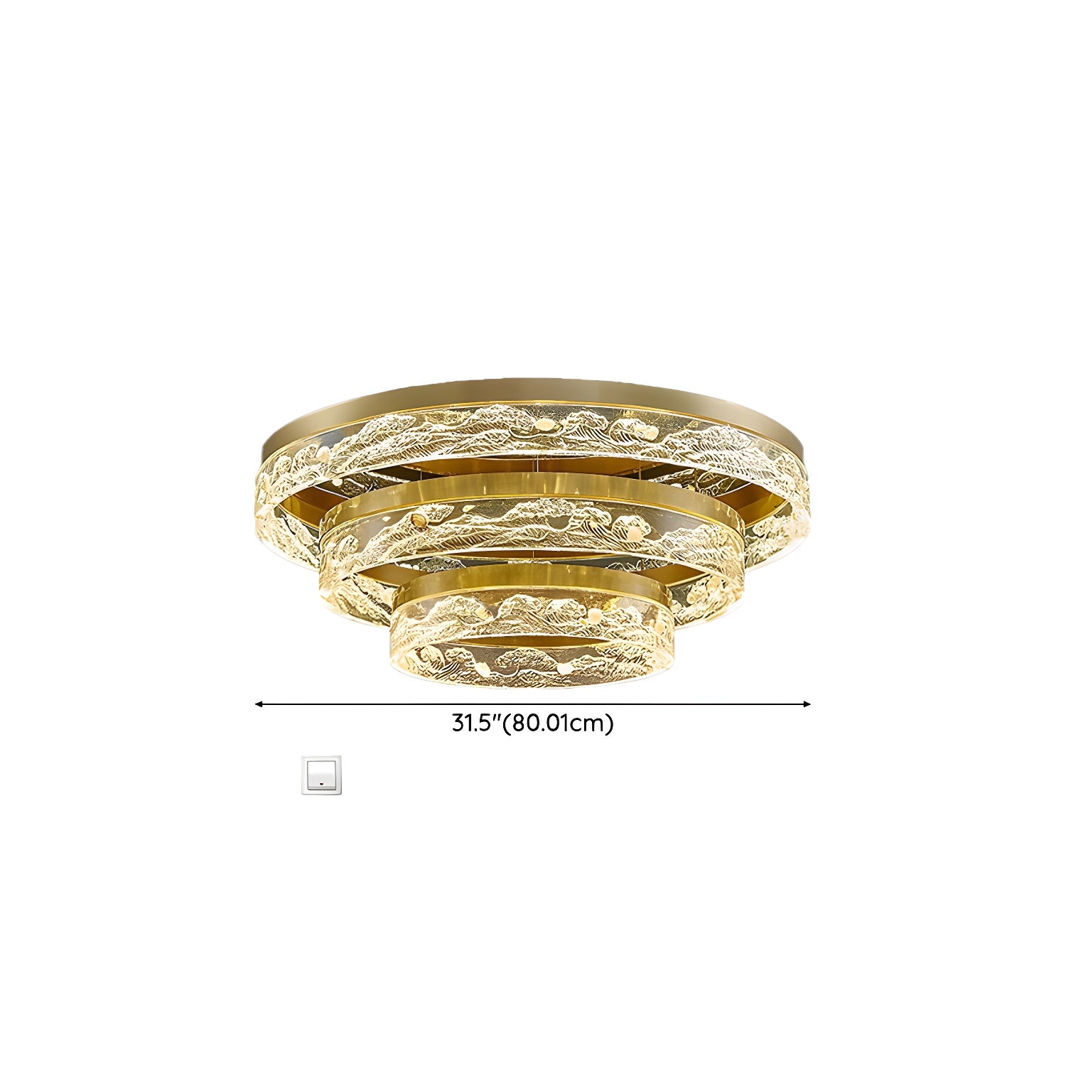 Modern Gold Cylinder Flush Mount Ceiling Light with Clear Crystal Shade