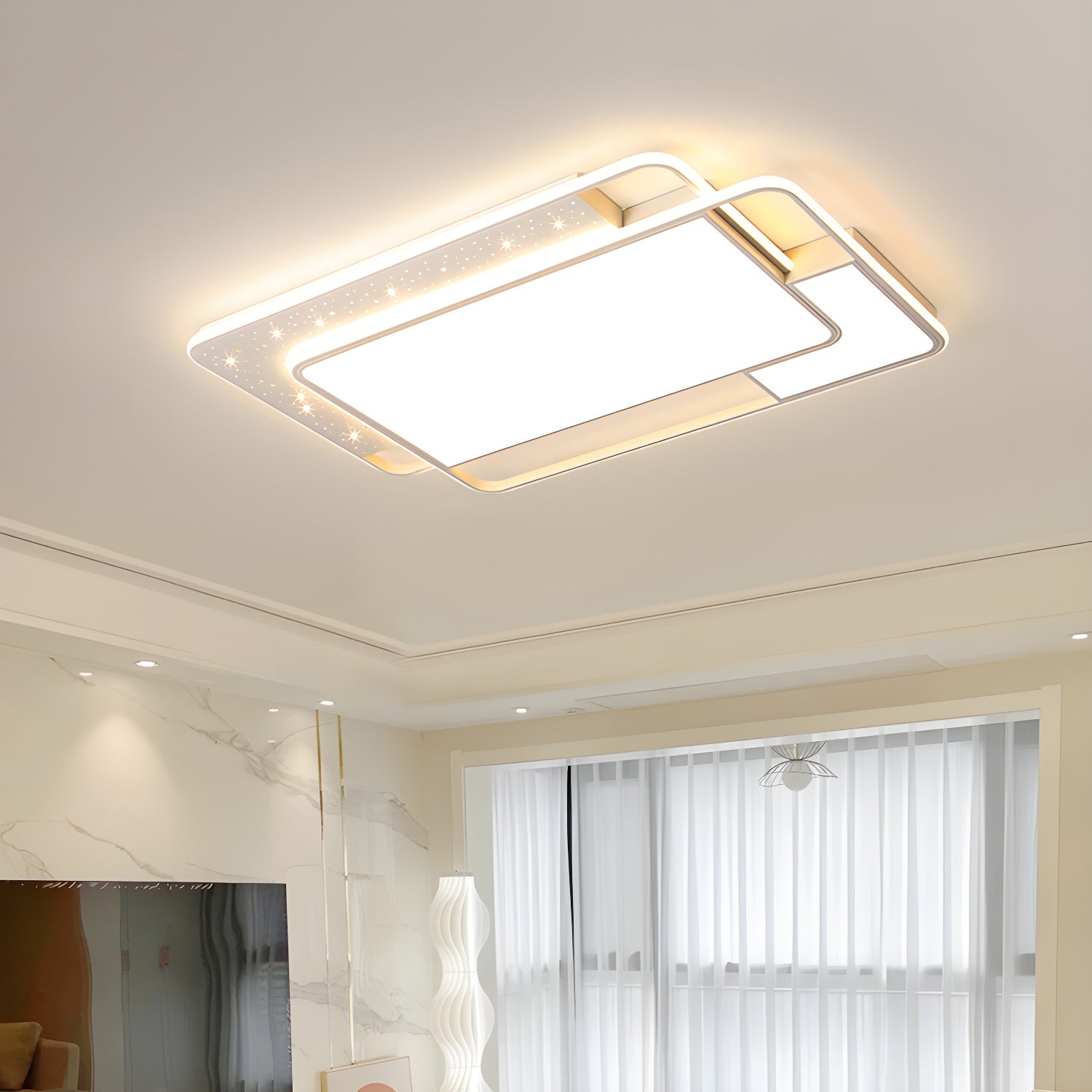 White Acrylic Flush Mount LED Bulbs Modern Ceiling Light with 4 Lights