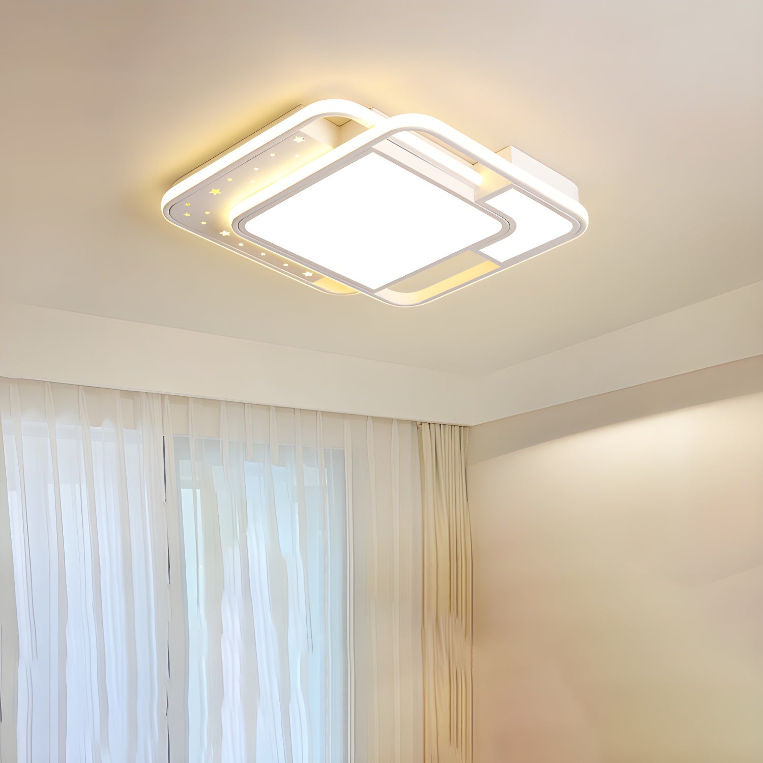 White Acrylic Flush Mount LED Bulbs Modern Ceiling Light with 4 Lights