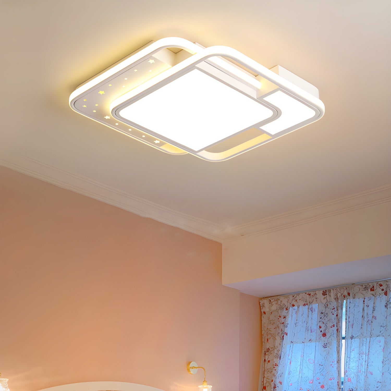 White Acrylic Flush Mount LED Bulbs Modern Ceiling Light with 4 Lights