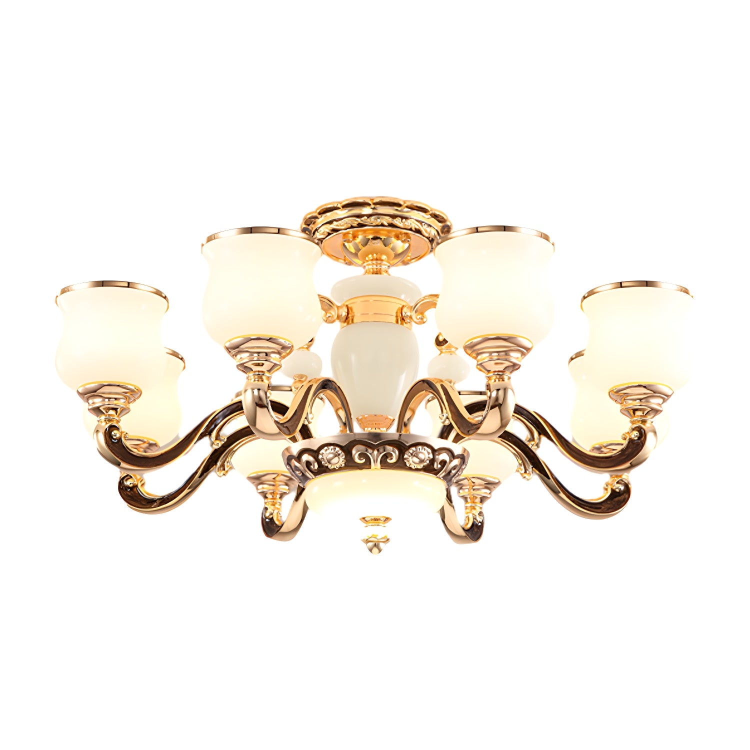 White Glass Cylinder Semi-Flush Mount Ceiling Light for Modern Home with Upward Shade Direction