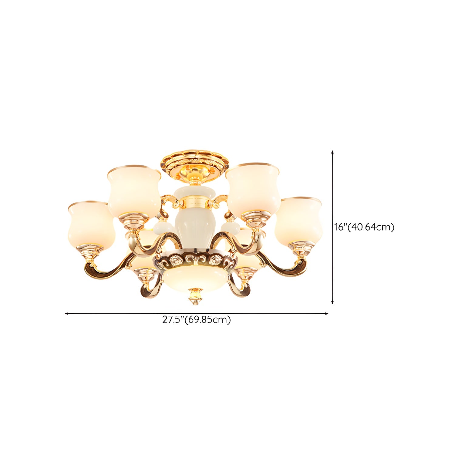 White Glass Cylinder Semi-Flush Mount Ceiling Light for Modern Home with Upward Shade Direction