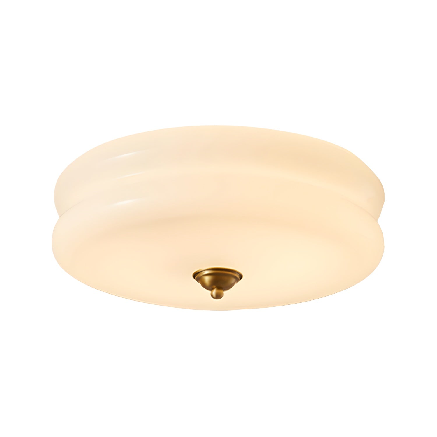 White Circle Modern Flush Mount Ceiling Light with White Glass Shade