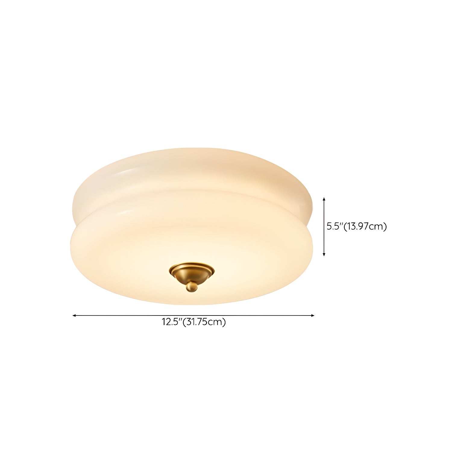 White Circle Modern Flush Mount Ceiling Light with White Glass Shade