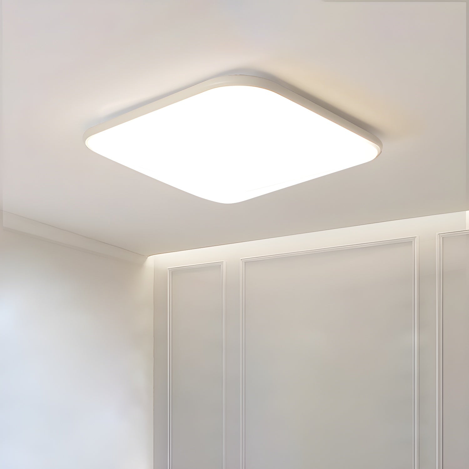 LED Flush Mount Ceiling Light in White with Acrylic Shade Modern Style