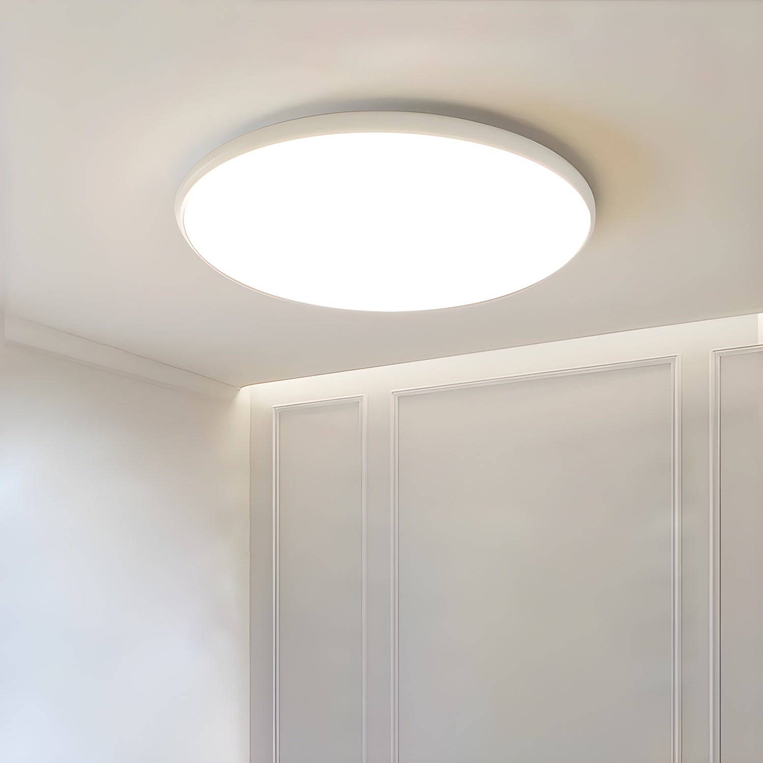 LED Flush Mount Ceiling Light in White with Acrylic Shade Modern Style