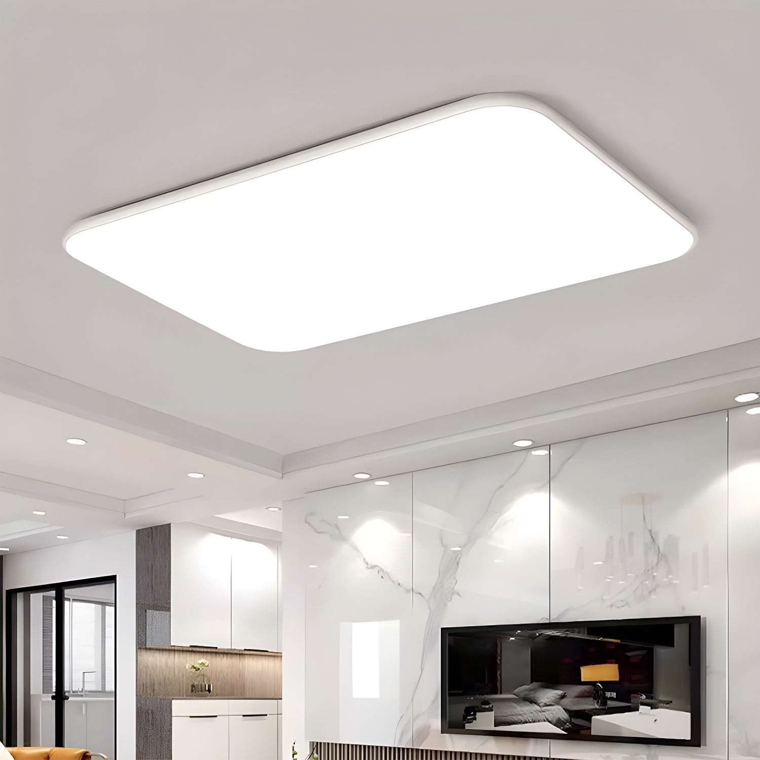 LED Flush Mount Ceiling Light in White with Acrylic Shade Modern Style