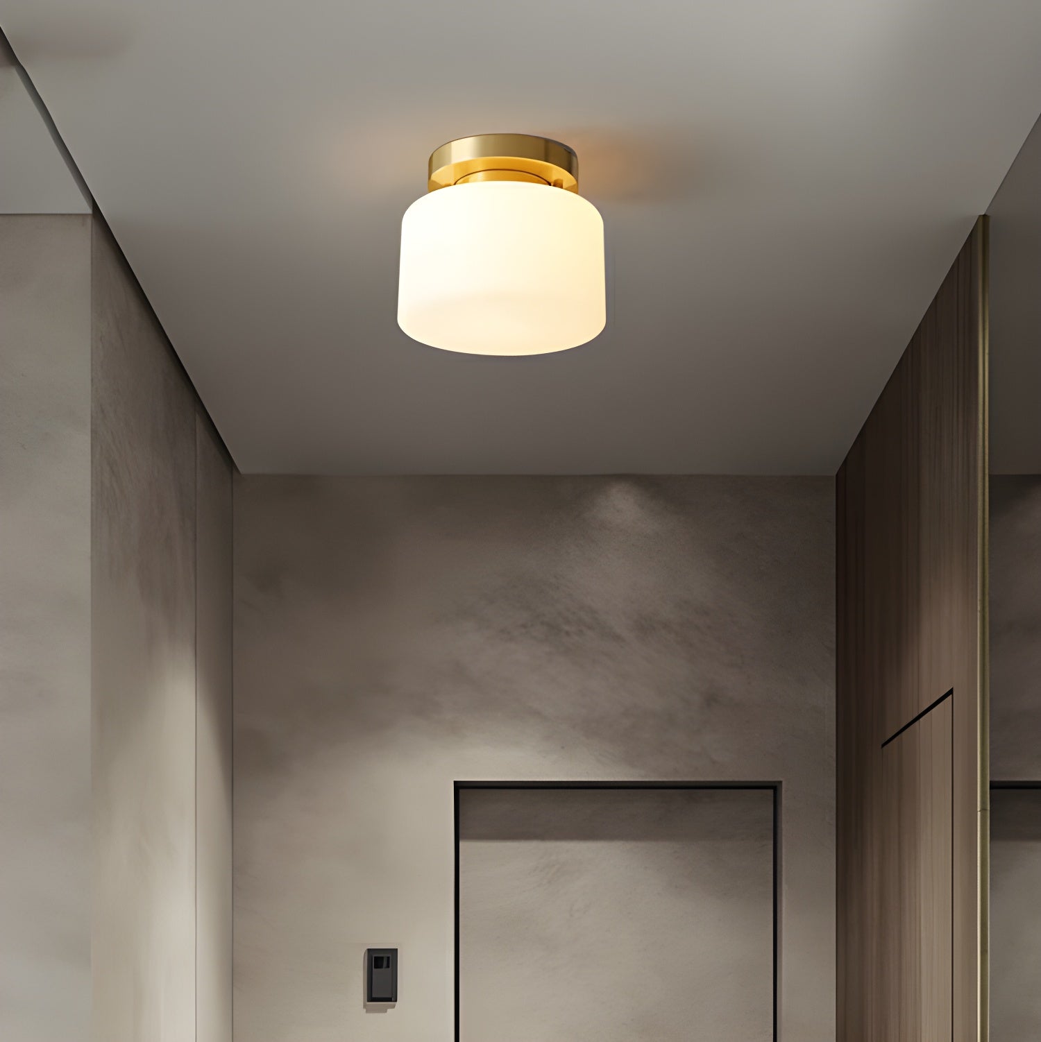 Sleek Cylinder Glass Semi-Flush Mount Ceiling Light Modern White Shade Design