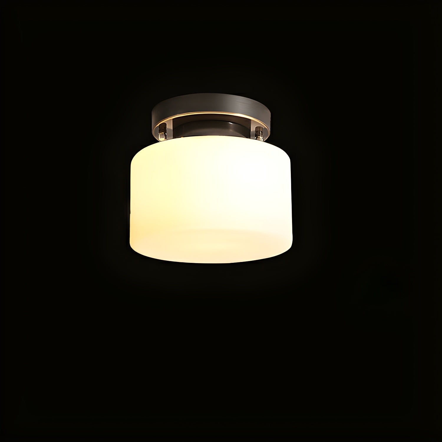 Sleek Cylinder Glass Semi-Flush Mount Ceiling Light Modern White Shade Design