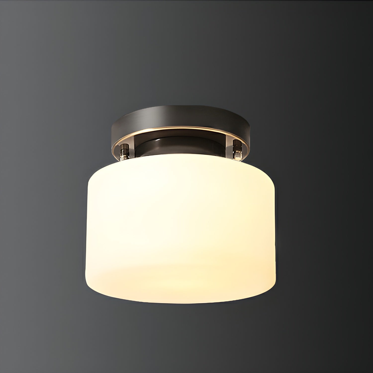 Sleek Cylinder Glass Semi-Flush Mount Ceiling Light Modern White Shade Design