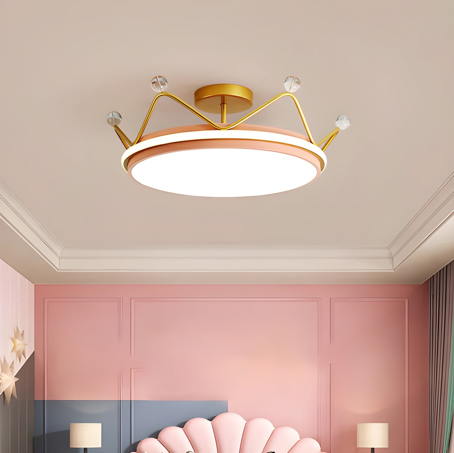 Modern LED Drum Semi-Flush Ceiling Light with White Acrylic Shade for Residential Use