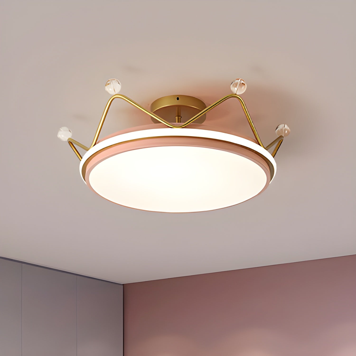 Modern LED Drum Semi-Flush Ceiling Light with White Acrylic Shade for Residential Use