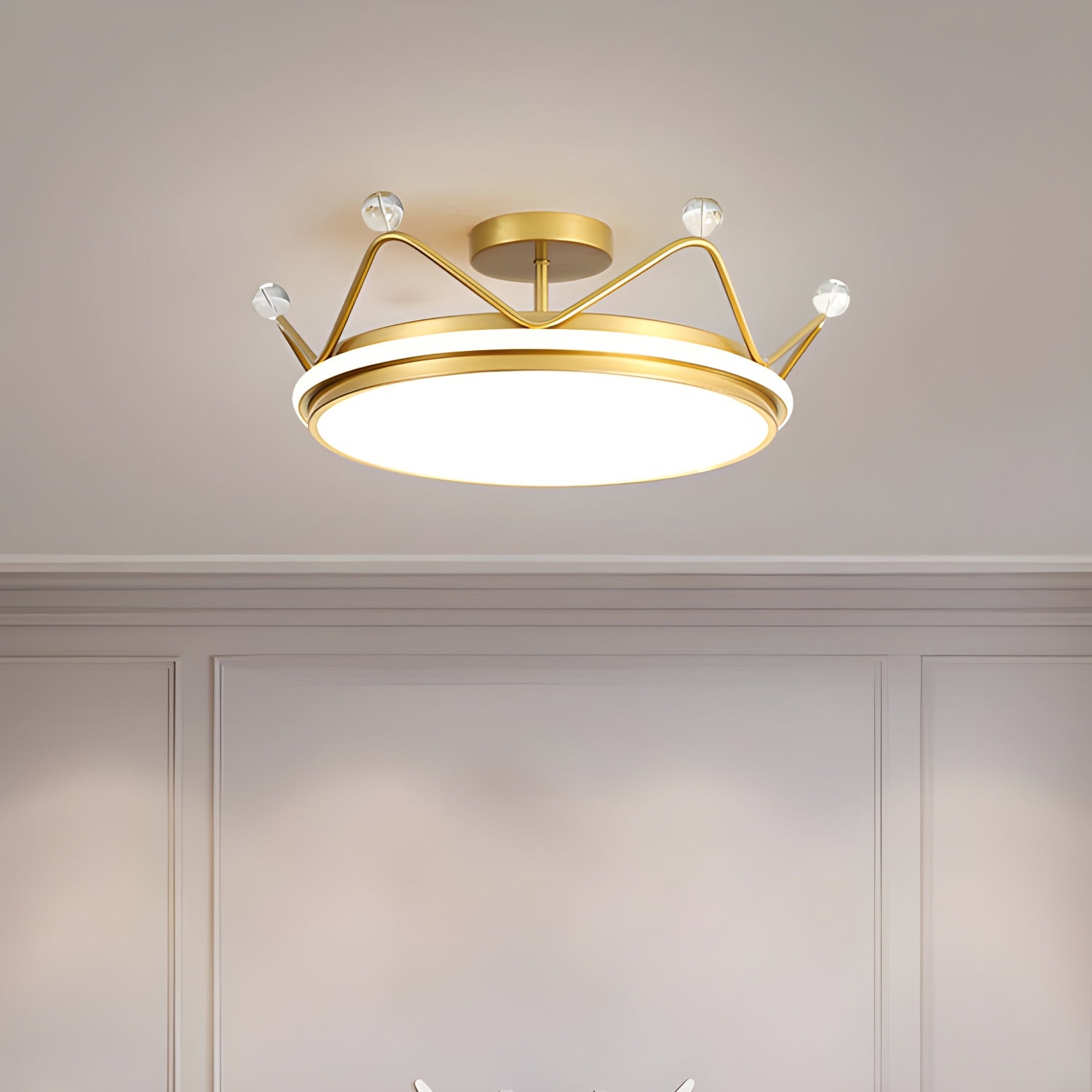 Modern LED Drum Semi-Flush Ceiling Light with White Acrylic Shade for Residential Use