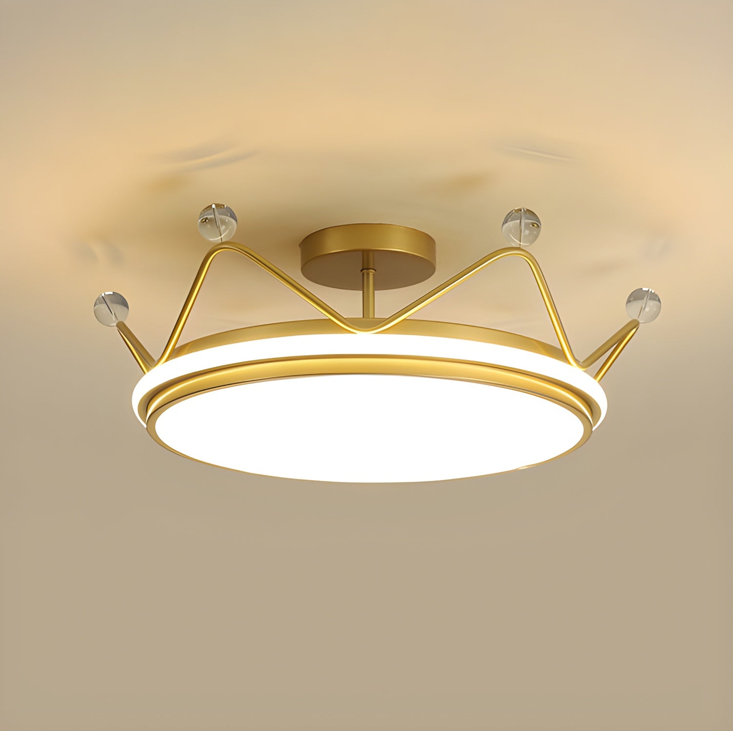 Modern LED Drum Semi-Flush Ceiling Light with White Acrylic Shade for Residential Use