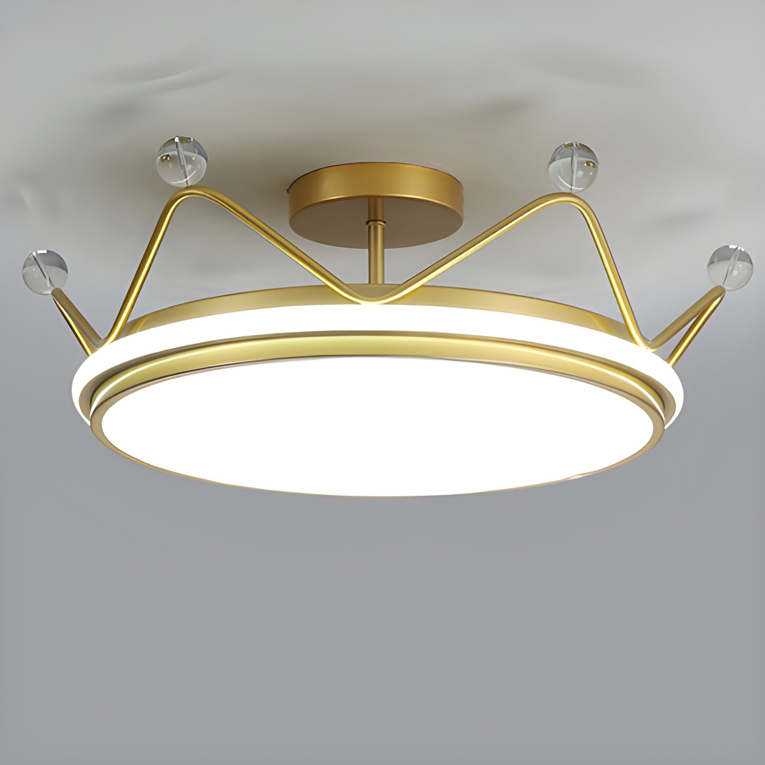 Modern LED Drum Semi-Flush Ceiling Light with White Acrylic Shade for Residential Use