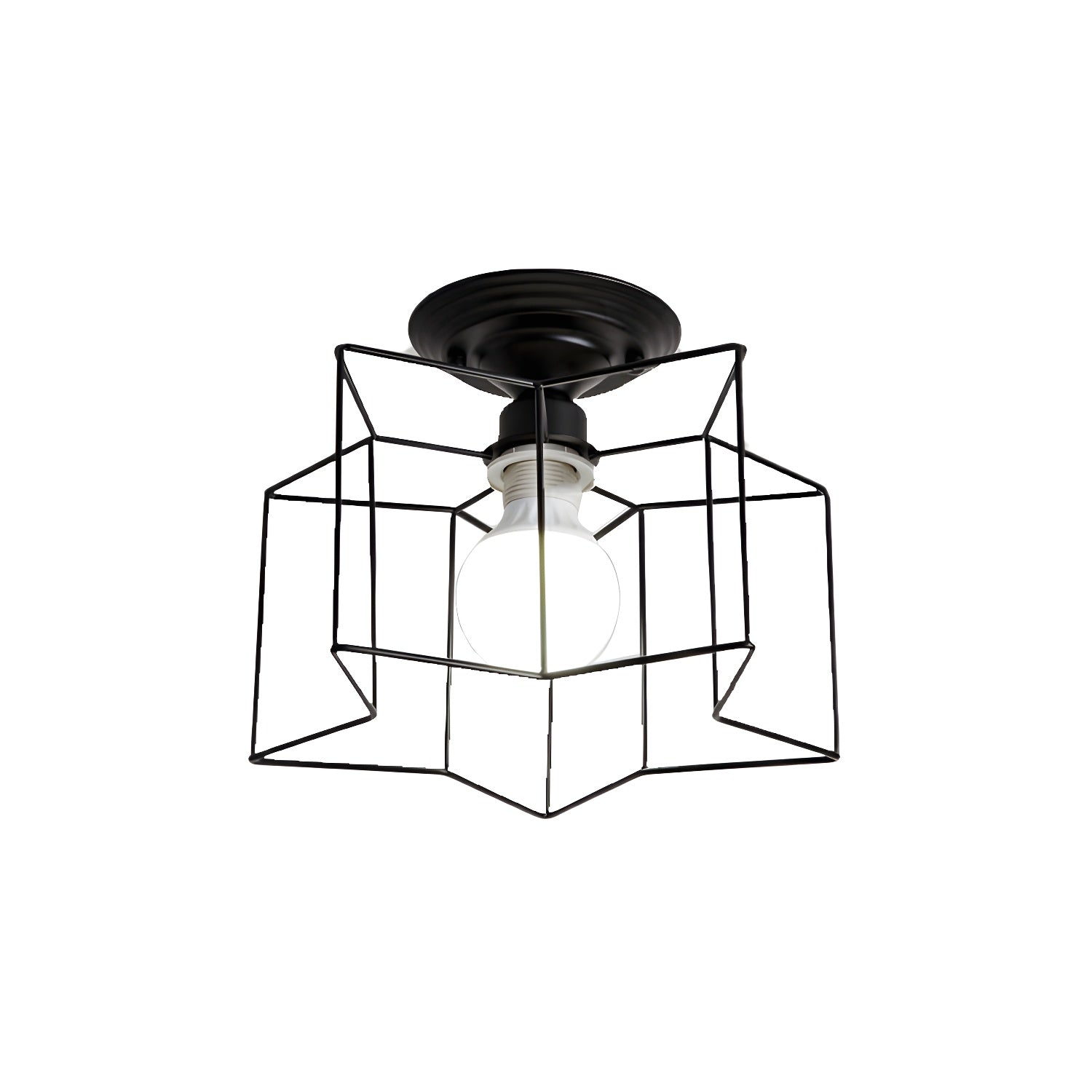 Star-shaped Modern Semi-Flush Mount Ceiling Light with Iron Shade for Residential Use