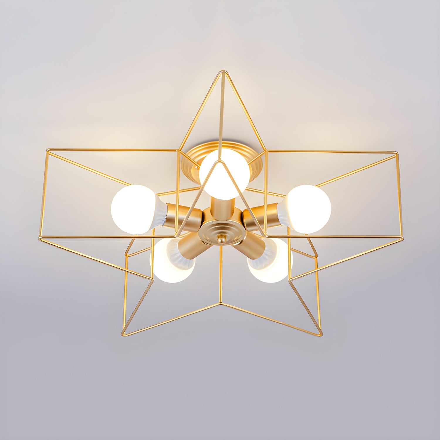 Star-shaped Modern Semi-Flush Mount Ceiling Light with Iron Shade for Residential Use