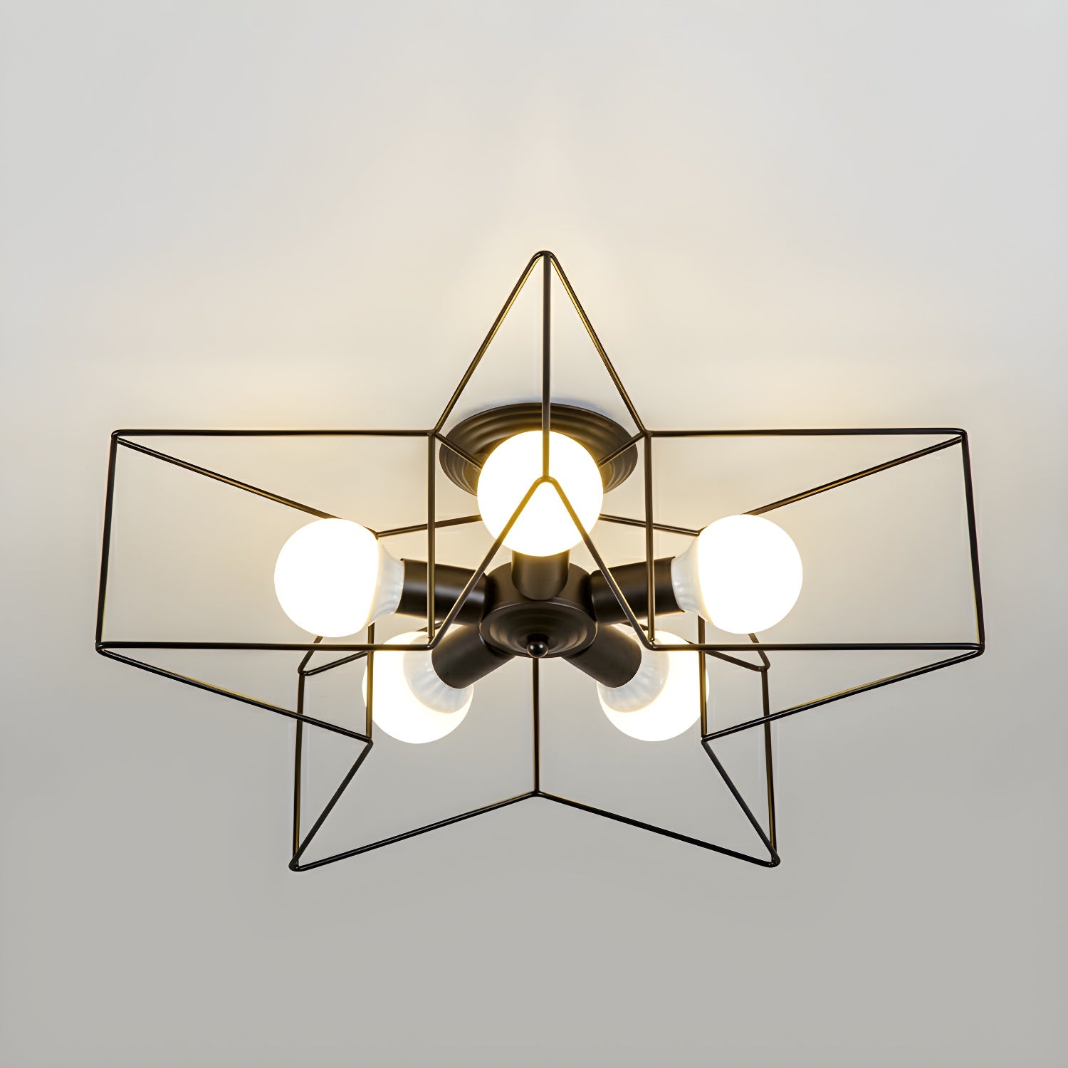 Star-shaped Modern Semi-Flush Mount Ceiling Light with Iron Shade for Residential Use