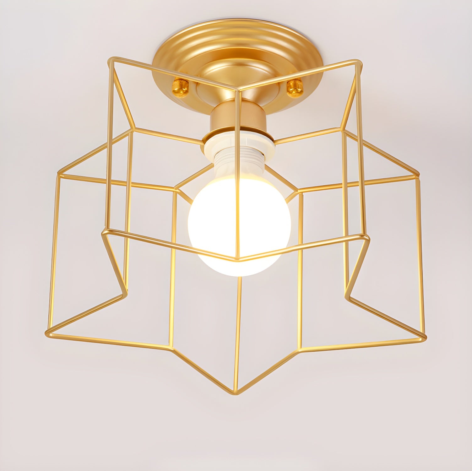 Star-shaped Modern Semi-Flush Mount Ceiling Light with Iron Shade for Residential Use