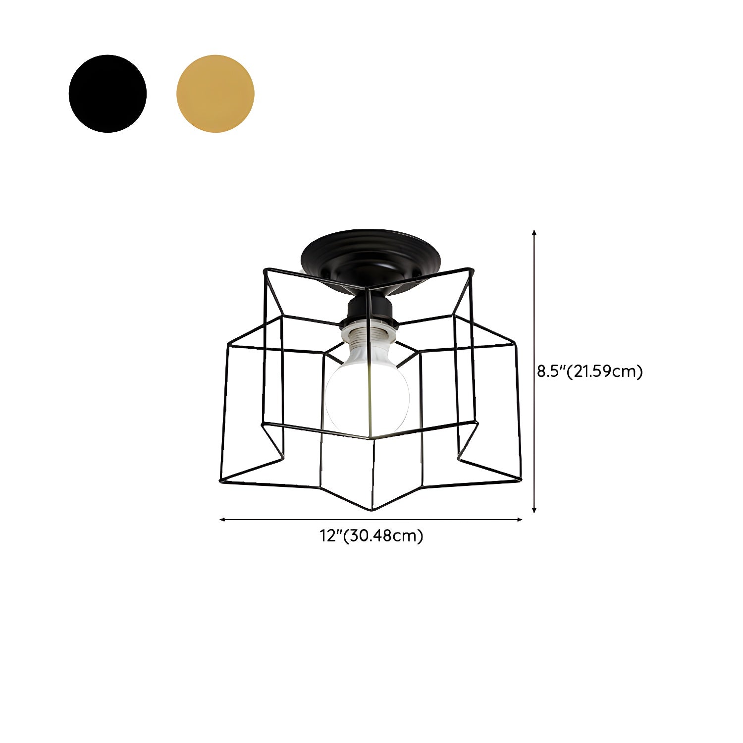 Star-shaped Modern Semi-Flush Mount Ceiling Light with Iron Shade for Residential Use