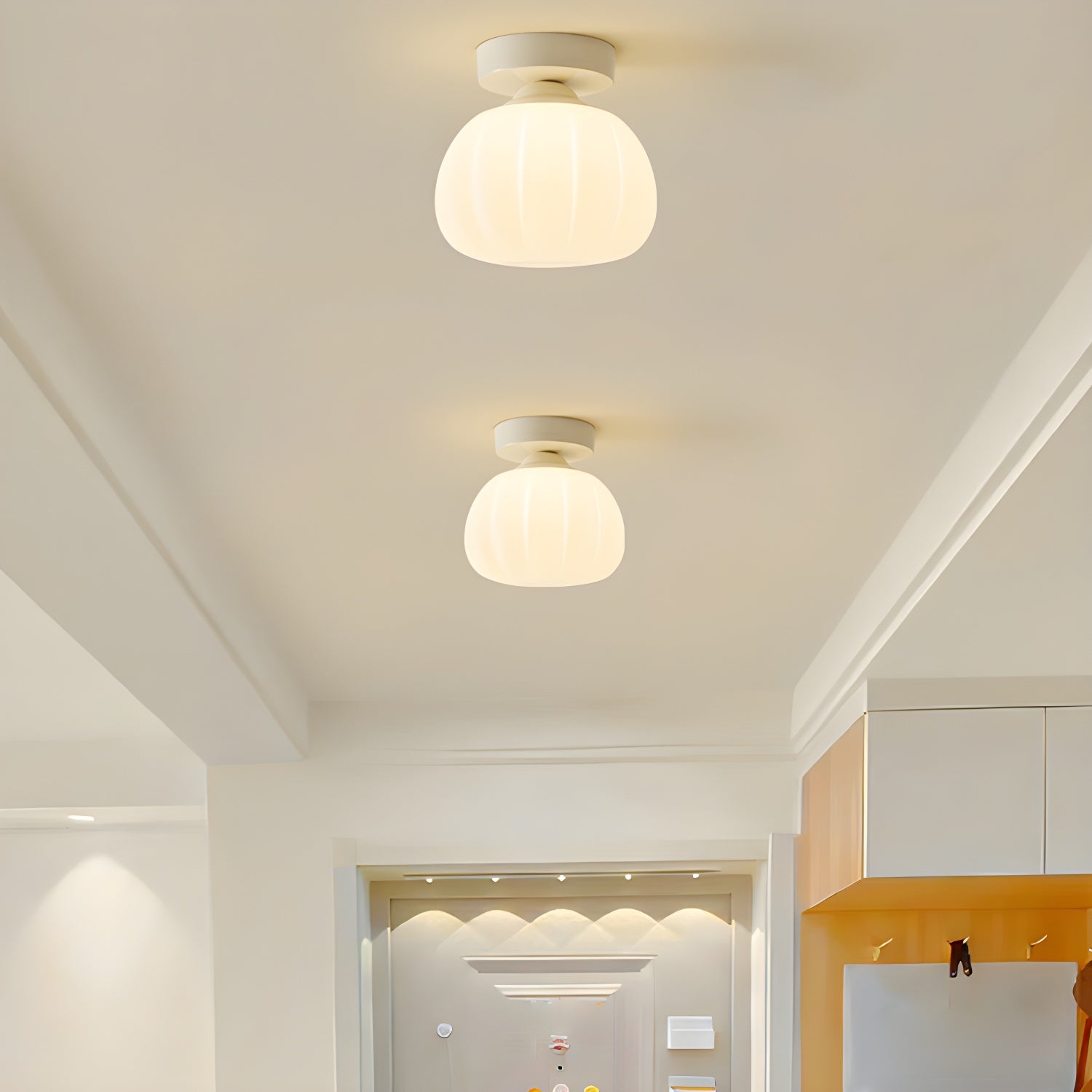 Modern White Metal Dome Semi-Flush Mount Ceiling Light with Shade, 1 Light