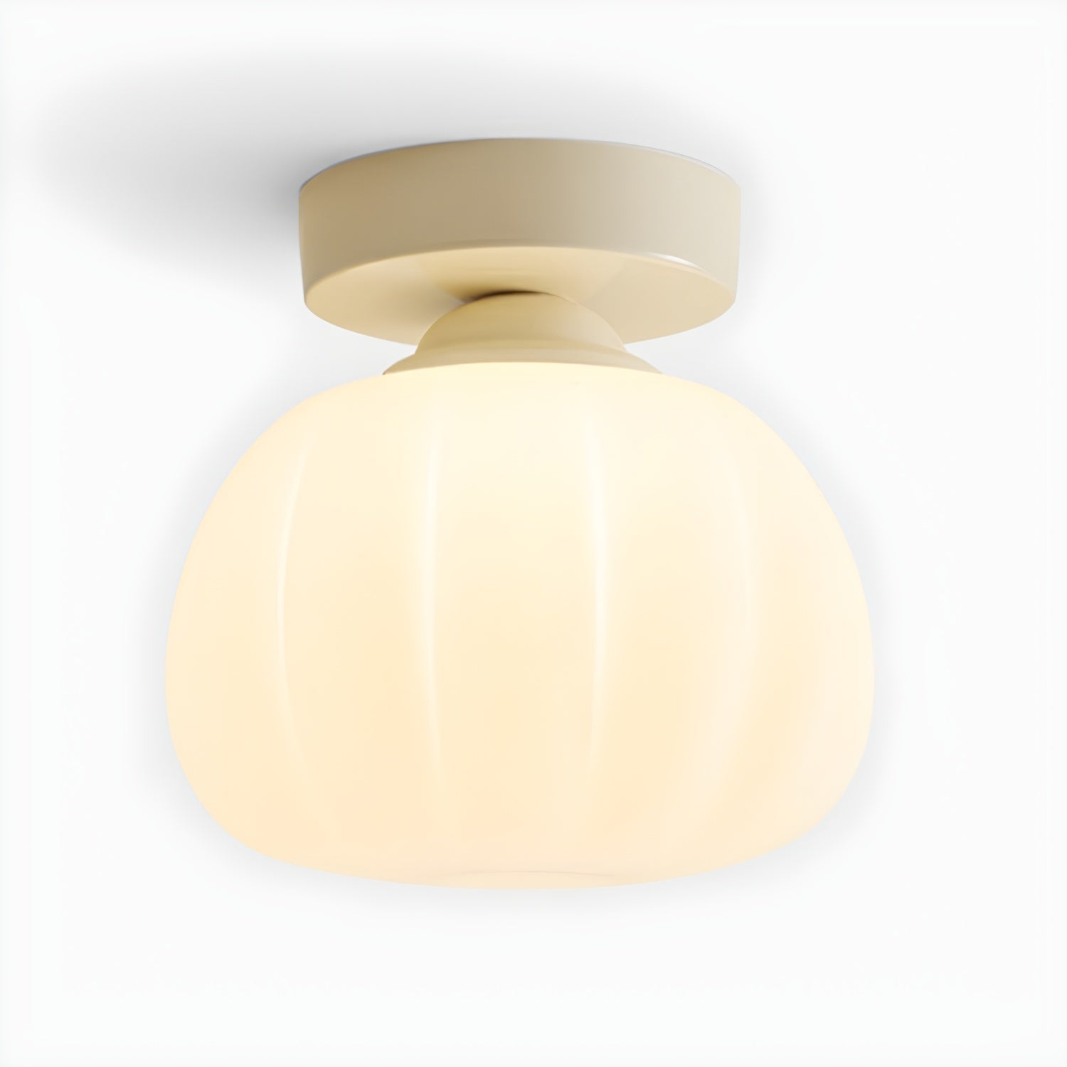 Modern White Metal Dome Semi-Flush Mount Ceiling Light with Shade, 1 Light