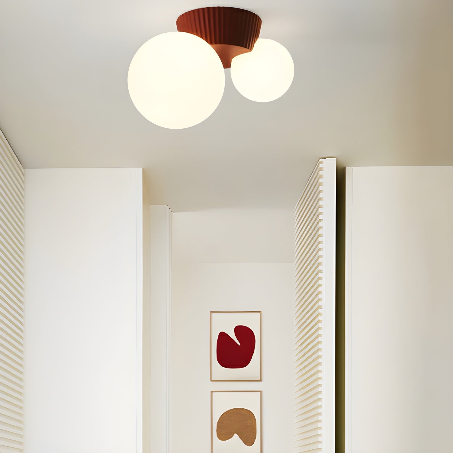 Contemporary Resin Flush Mount Ball Ceiling Light with White Globe Shade