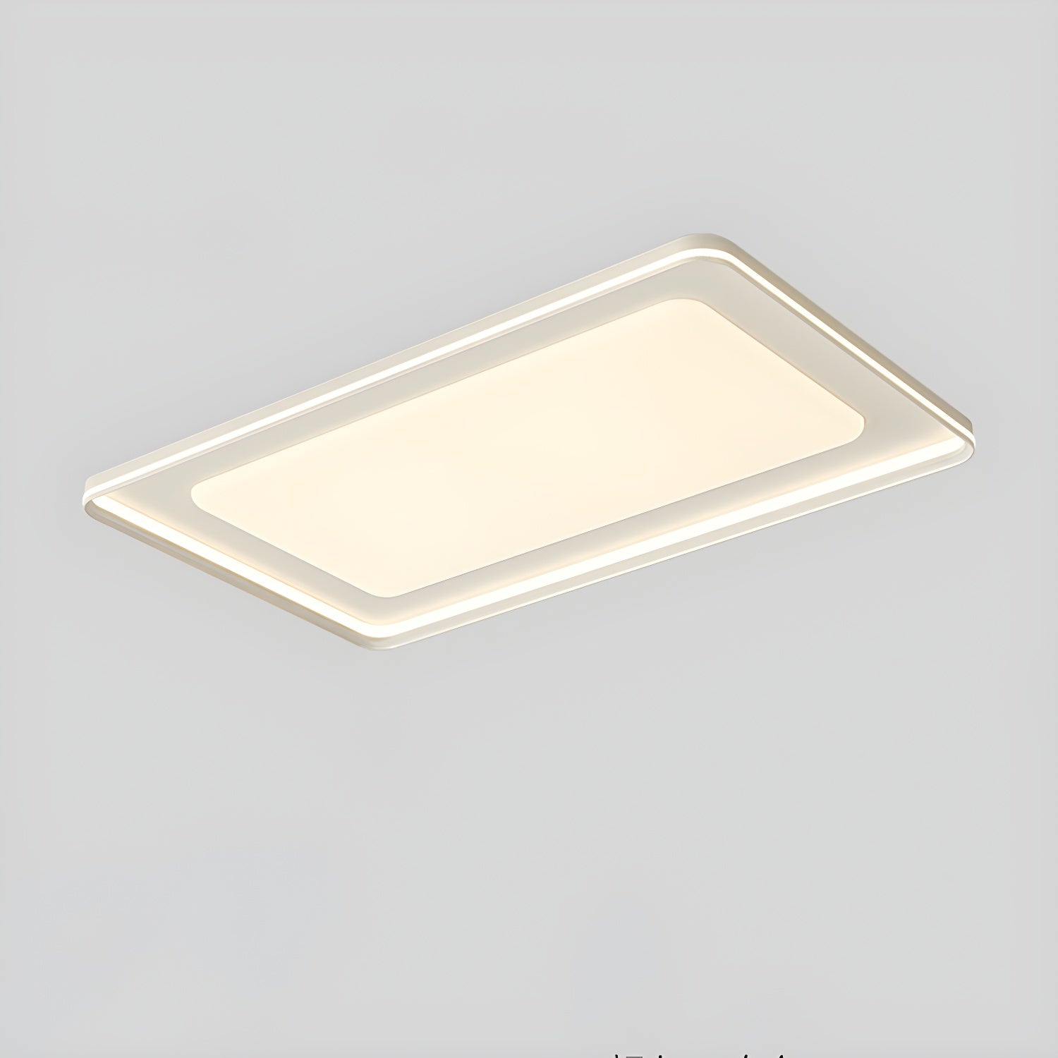 Modern Rectangle Flush Mount Ceiling Light Dual-Light Ambient Illumination with White Shade