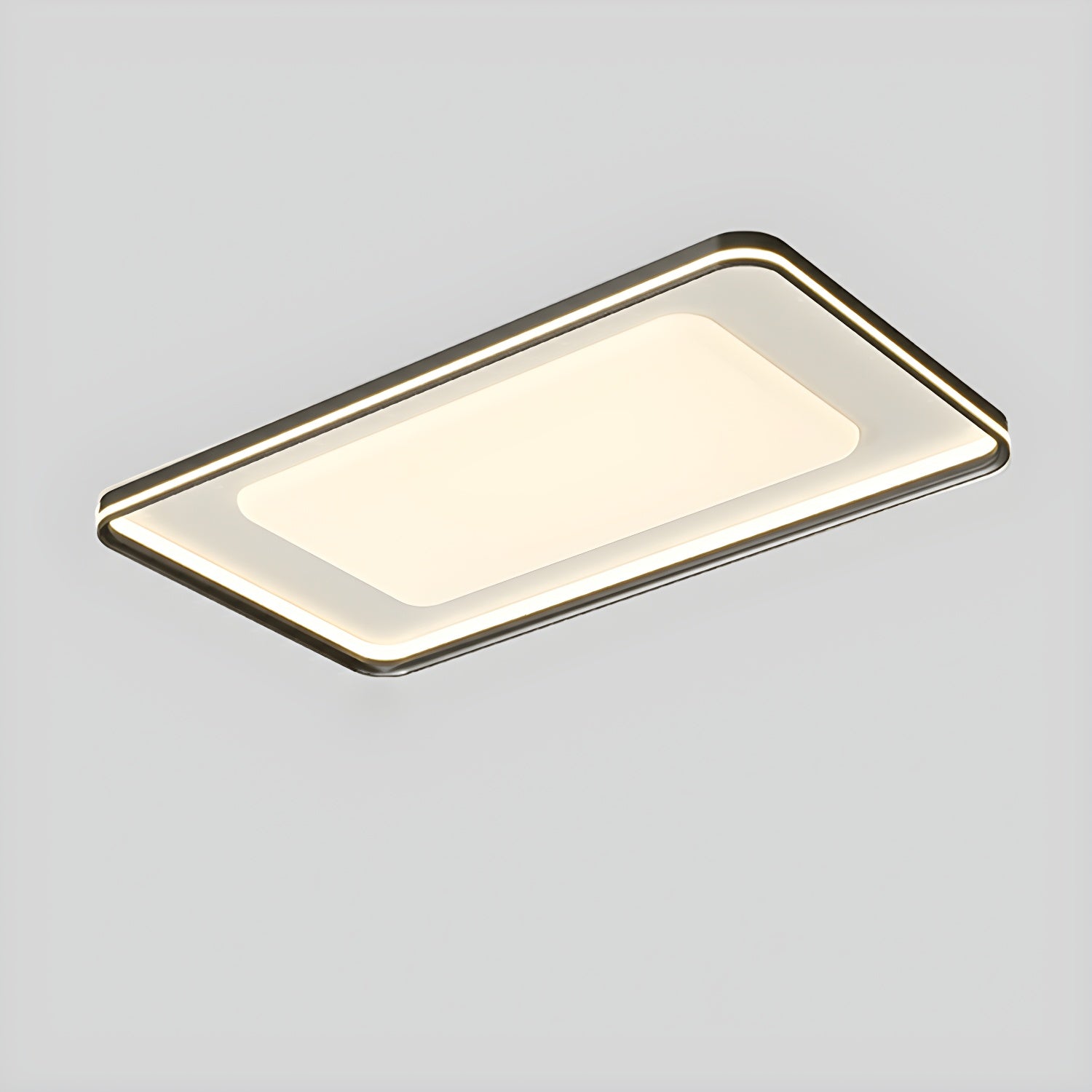 Modern Rectangle Flush Mount Ceiling Light Dual-Light Ambient Illumination with White Shade