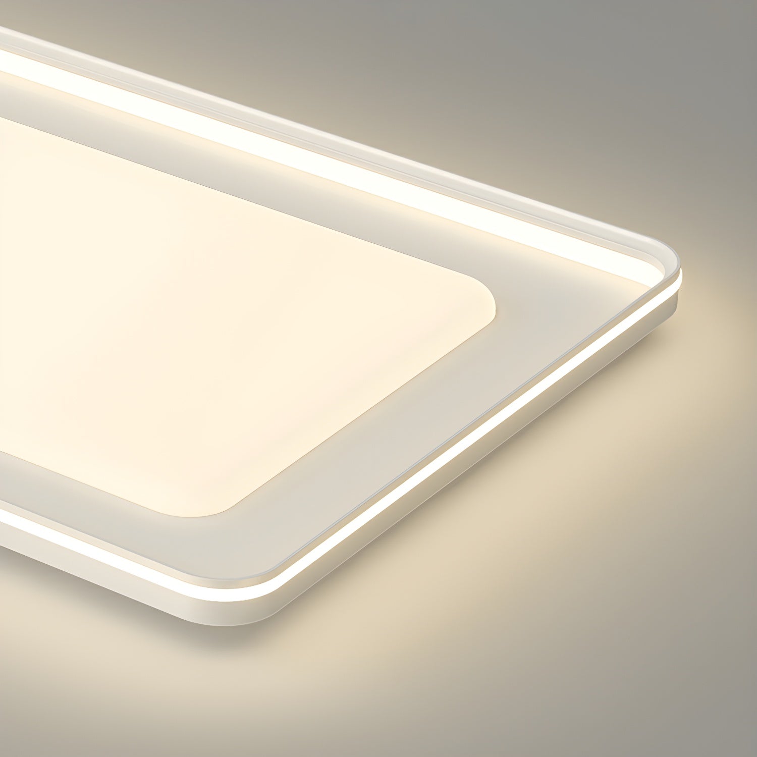 Modern Rectangle Flush Mount Ceiling Light Dual-Light Ambient Illumination with White Shade