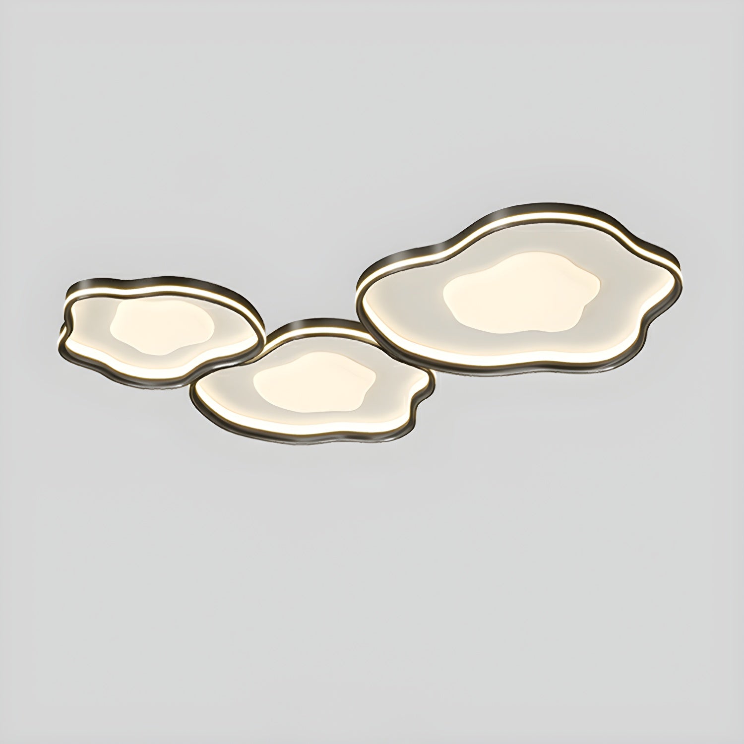 Modern Metal Flush Mount Ceiling Light with White Shade and LED Bulbs