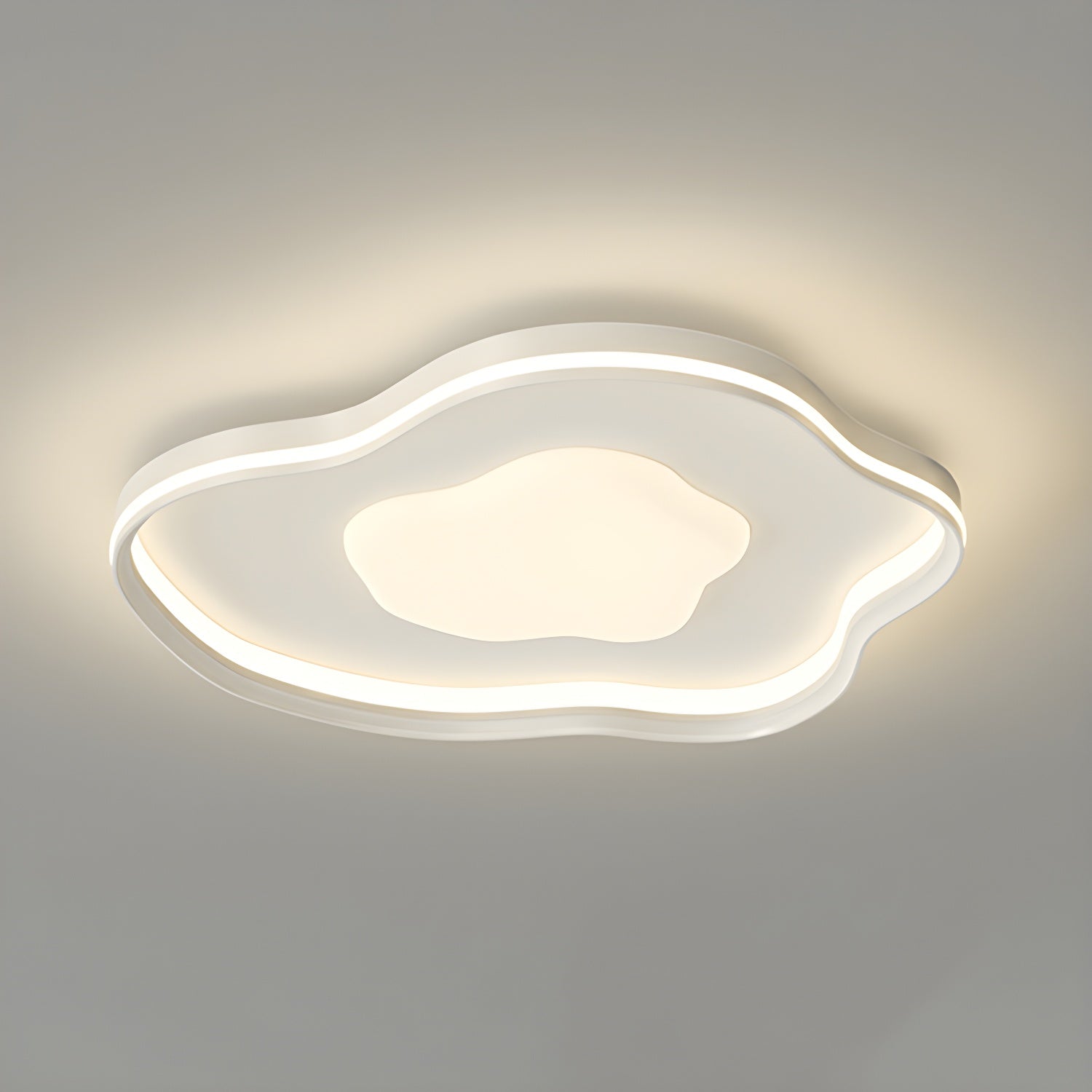 Modern Metal Flush Mount Ceiling Light with White Shade and LED Bulbs