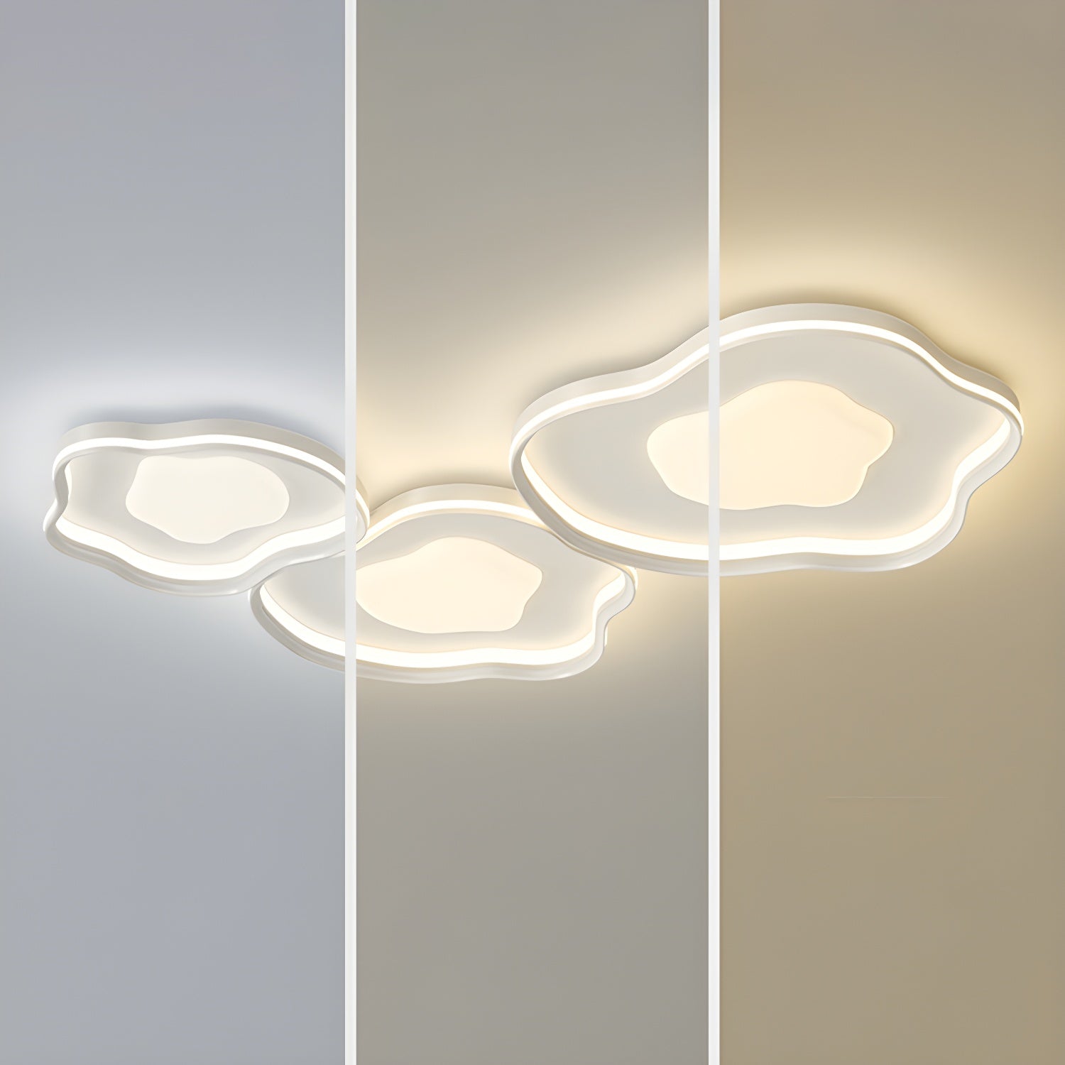 Modern Metal Flush Mount Ceiling Light with White Shade and LED Bulbs