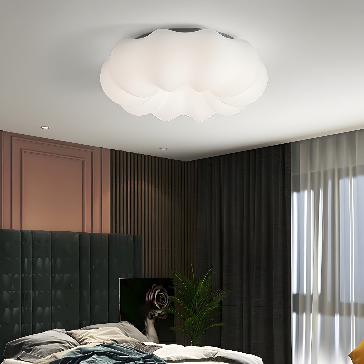 Elegant White Drum LED Flush Mount Modern Ambiance with Resin Shade