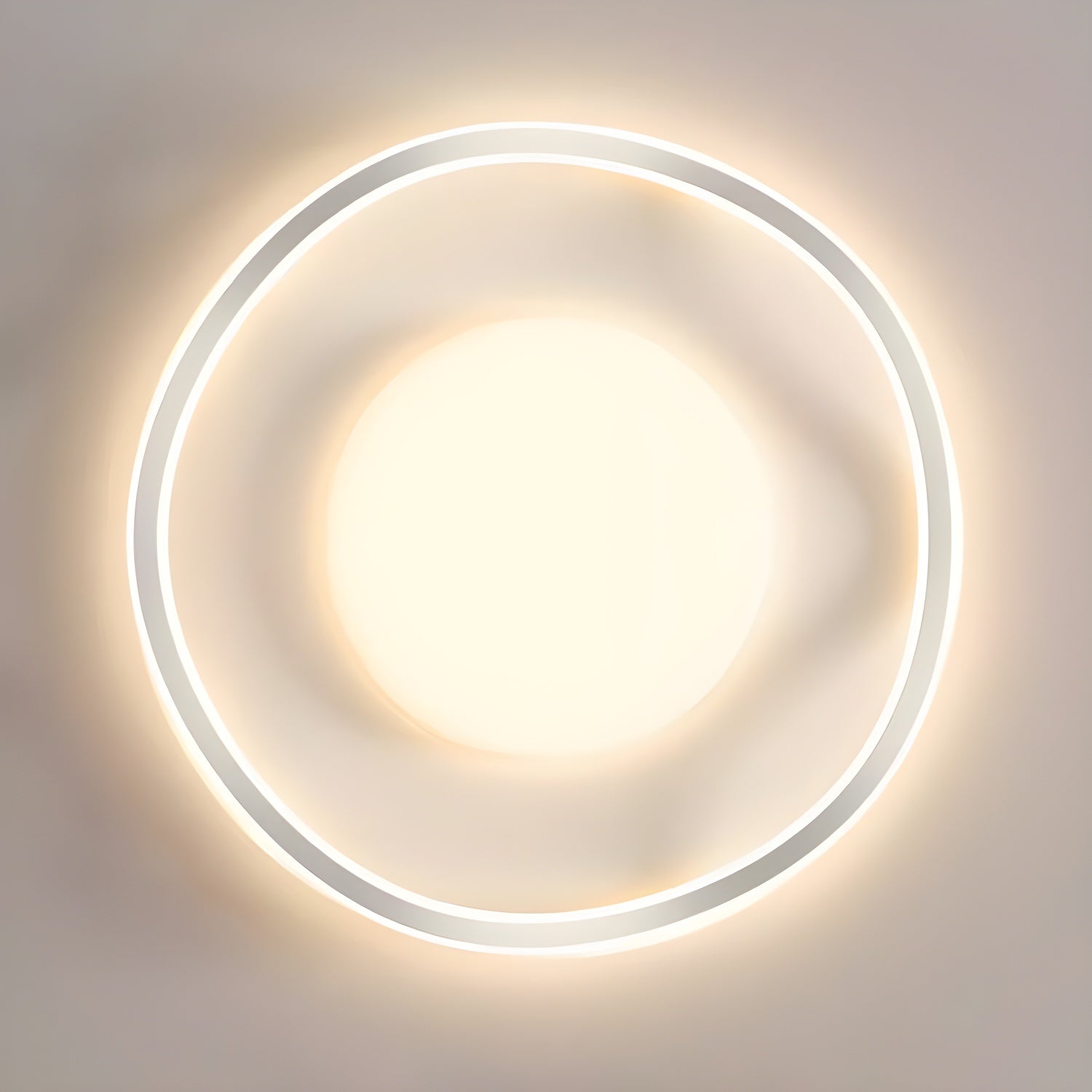 White Modern Circle Flush Mount Ceiling Light with Plastic Shade for Residential Use