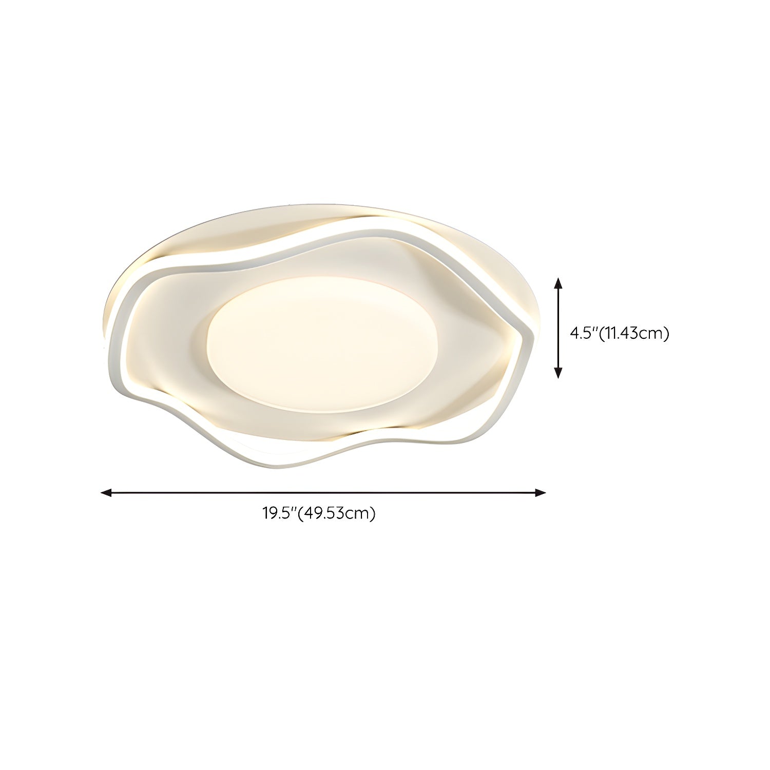 White Modern Circle Flush Mount Ceiling Light with Plastic Shade for Residential Use