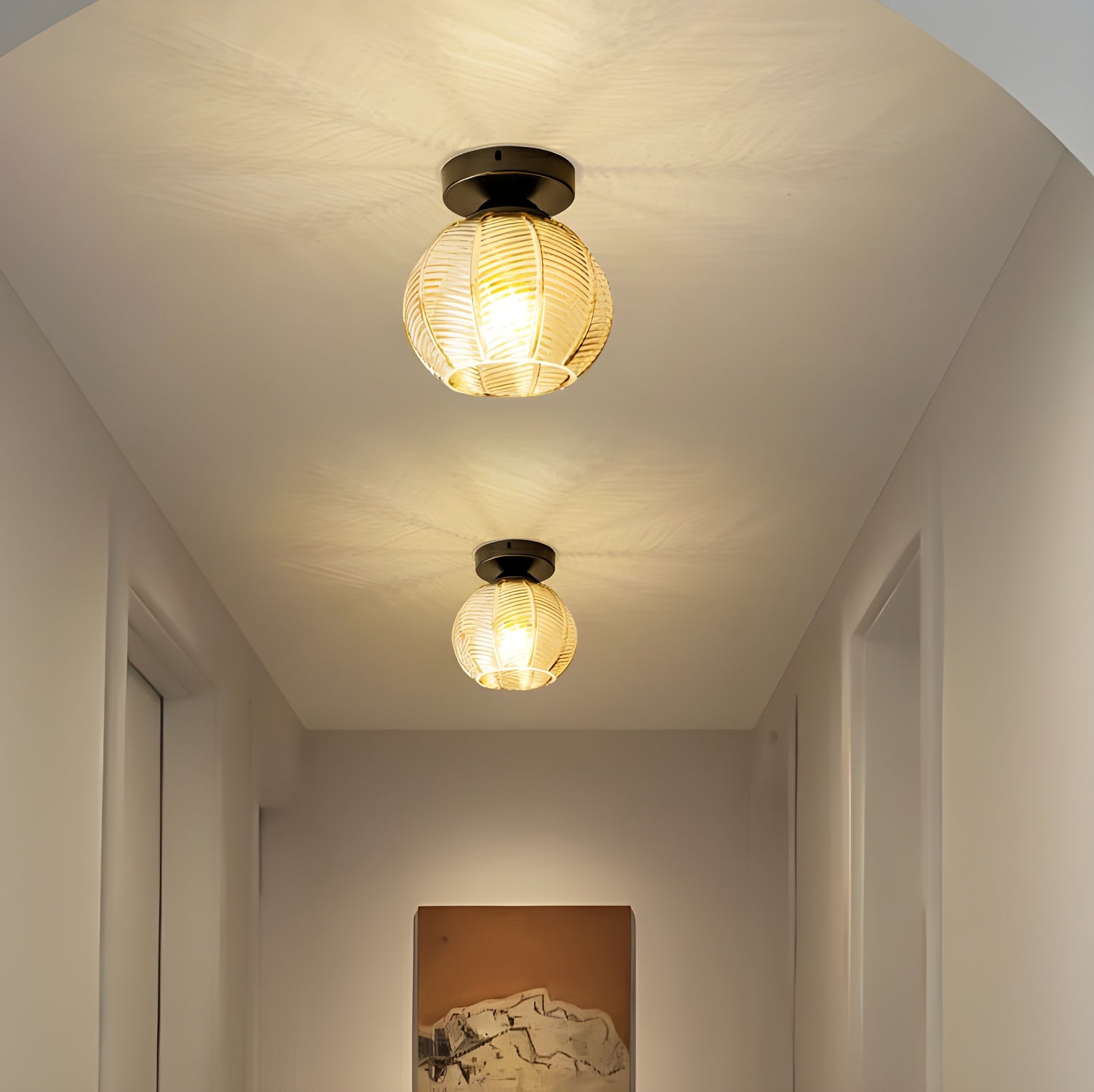 Modern Black Globe Flush Mount Ceiling Light with Glass Shade