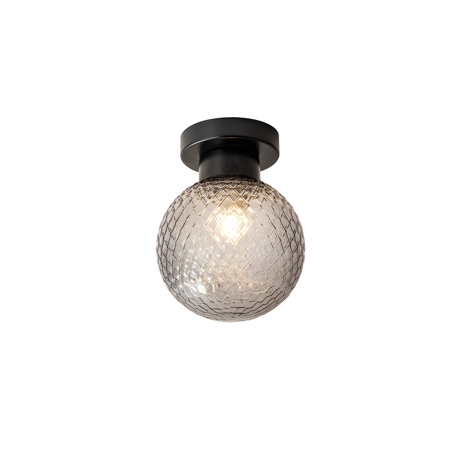 Modern Black Globe Flush Mount Ceiling Light with Glass Shade