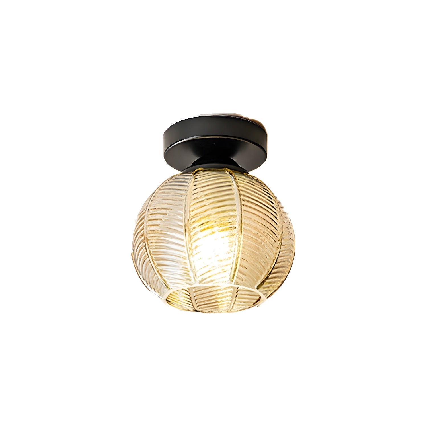 Modern Black Globe Flush Mount Ceiling Light with Glass Shade