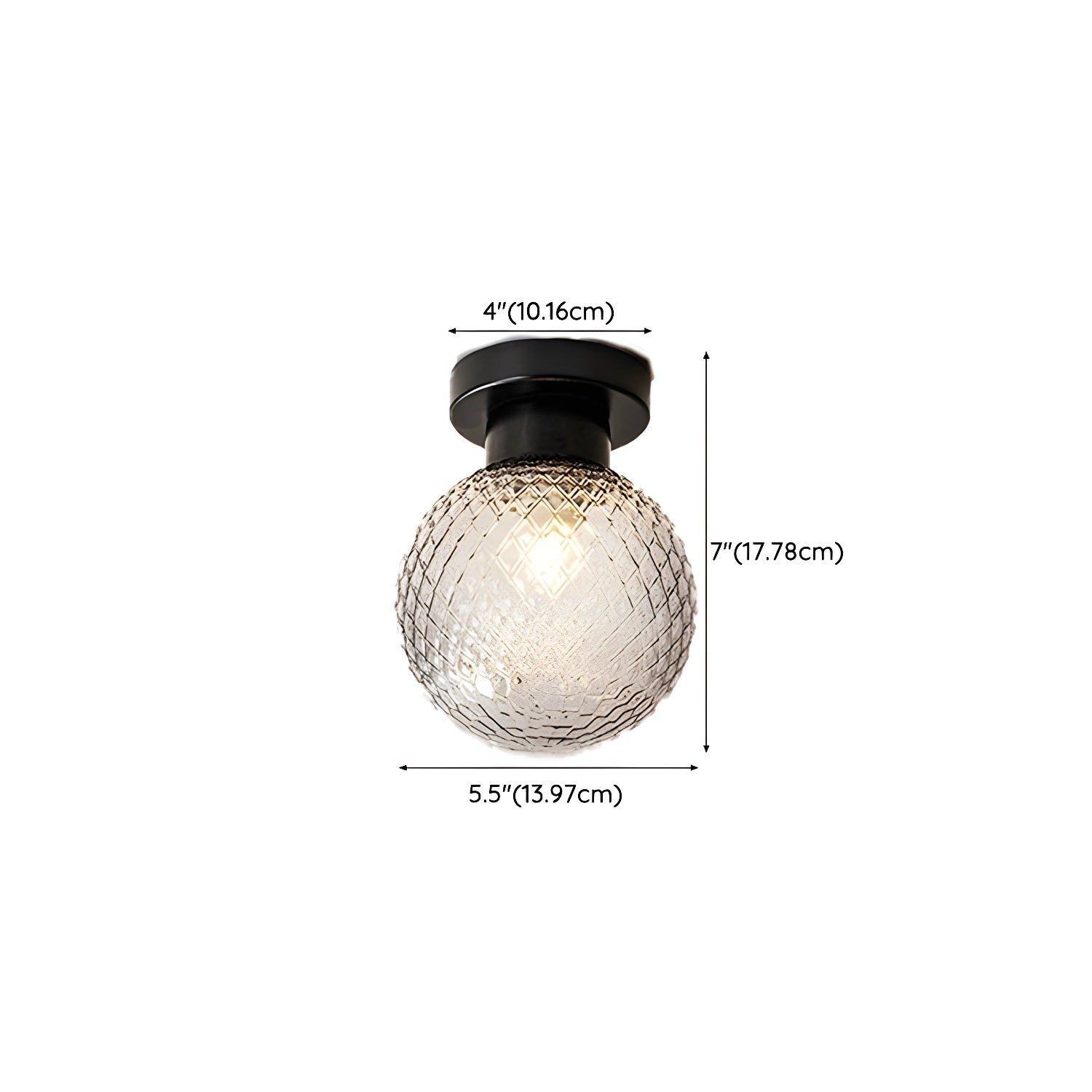 Modern Black Globe Flush Mount Ceiling Light with Glass Shade