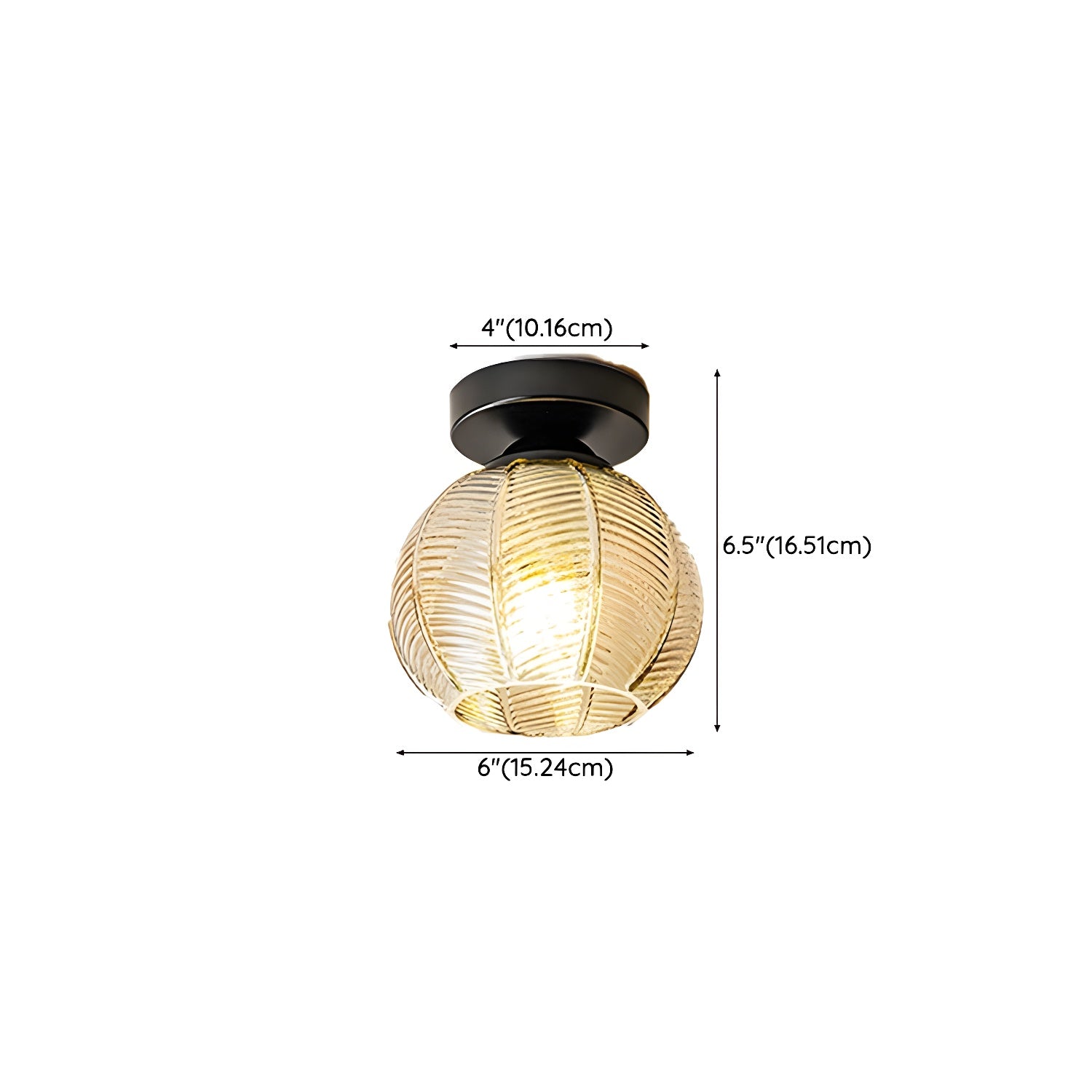 Modern Black Globe Flush Mount Ceiling Light with Glass Shade