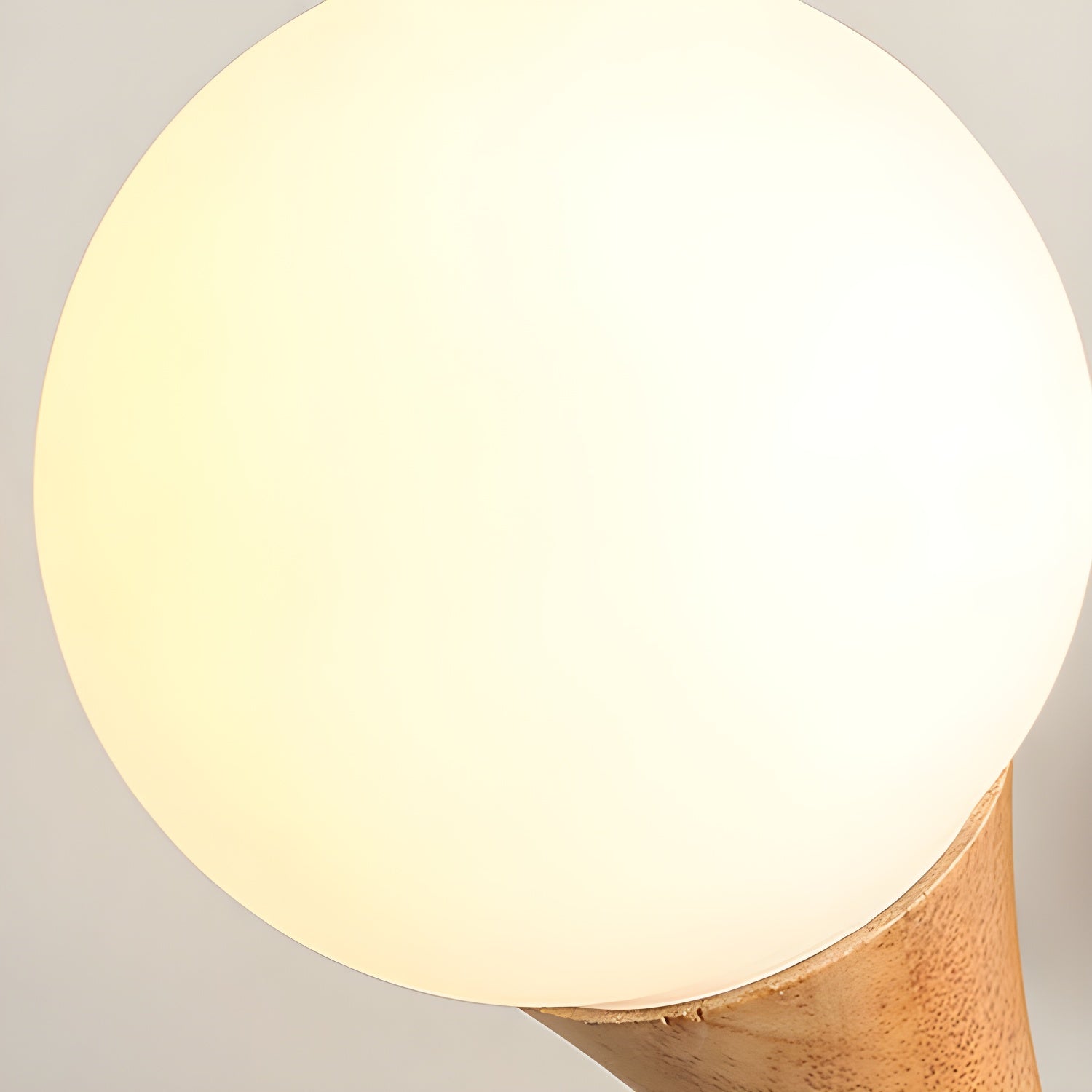 Modern Natural Wood Globe Semi-Flush Mount Ceiling Light with White Glass Shade