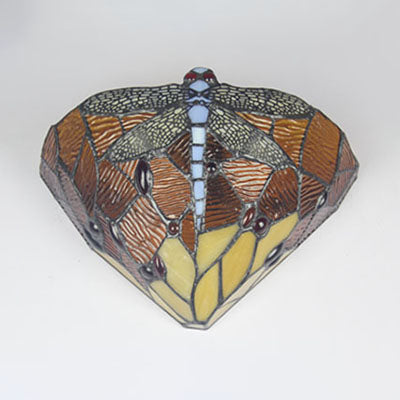 1 Light Dragonfly Decoration Wall Lighting Rustic Stained Glass 1 Light Art Deco Sconce Lamp Clearhalo 'Industrial' 'Middle century wall lights' 'Tiffany wall lights' 'Tiffany' 'Wall Lamps & Sconces' 'Wall Lights' Lighting' 100710