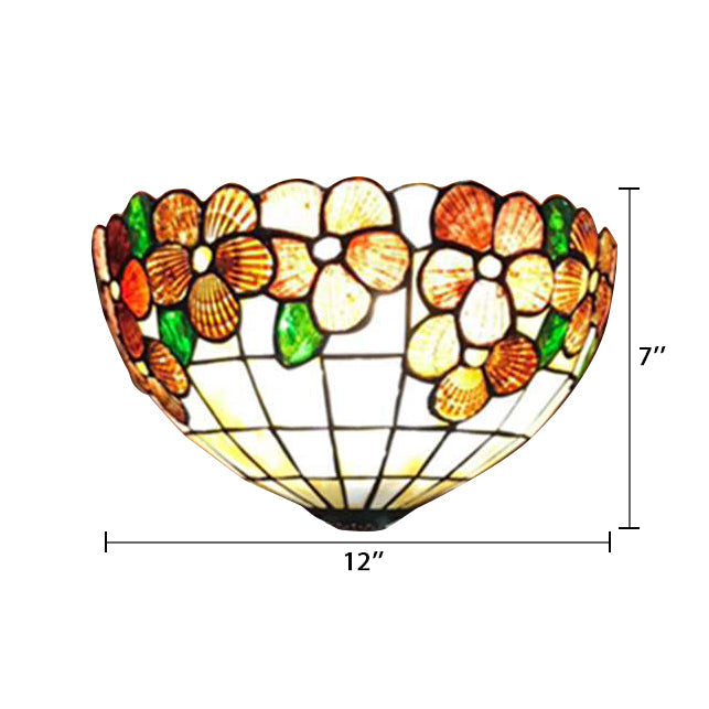 Shell Flower Wall Sconce Light with Bowl Shade Lodge Style Wall Lighting for Living Room Clearhalo 'Industrial' 'Middle century wall lights' 'Tiffany wall lights' 'Tiffany' 'Wall Lamps & Sconces' 'Wall Lights' Lighting' 100967